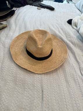 J.Crew Wide-Brim Packable Straw Hat in 100% Raffia with Grosgrain Band